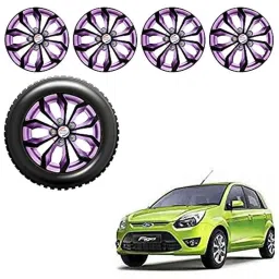 Auto Pearl 4 Pcs 14 inch Black ABS Press Type Hubcap Wheel Cover Set with Retention Ring for Ford FigoType1-picture-40