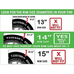 Auto Pearl 4 Pcs 14 inch Black ABS Press Type Hubcap Wheel Cover Set with Retention Ring for Honda AmazeType1 image 5