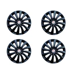 Auto Pearl 4 Pcs 14 inch Black ABS Press Type Hubcap Wheel Cover Set with Retention Ring for Honda AmazeType1 image 2