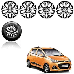 Auto Pearl 4 Pcs 14 inch Black ABS Press Type Hubcap Wheel Cover Set with Retention Ring for Hyundai I10Grand-picture-27