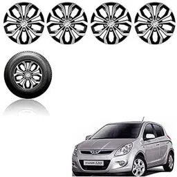 Auto Pearl 4 Pcs 14 inch Black ABS Press Type Hubcap Wheel Cover Set with Retention Ring for Hyundai I20Type1-picture-23