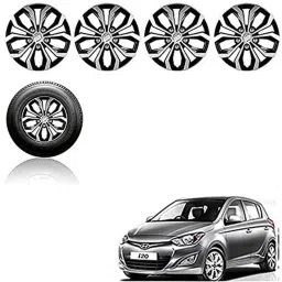 Auto Pearl 4 Pcs 14 inch Black ABS Press Type Hubcap Wheel Cover Set with Retention Ring for Hyundai I20Type2-picture-37