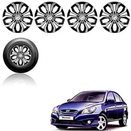 Auto Pearl 4 Pcs 14 inch Black ABS Press Type Hubcap Wheel Cover Set with Retention Ring for Hyundai Verna-picture-23