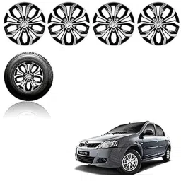 Auto Pearl 4 Pcs 14 inch Black ABS Press Type Hubcap Wheel Cover Set with Retention Ring for Mahindra VeritoVibe-picture-26