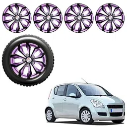Auto Pearl 4 Pcs 14 inch Black ABS Press Type Hubcap Wheel Cover Set with Retention Ring for Maruti Suzuki RitzType1-picture-33