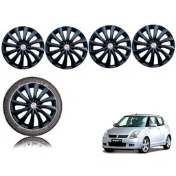 Auto Pearl 4 Pcs 14 inch Black ABS Press Type Hubcap Wheel Cover Set with Retention Ring for Maruti Suzuki SwiftType1-picture-24