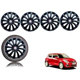 Auto Pearl 4 Pcs 14 inch Black ABS Press Type Hubcap Wheel Cover Set with Retention Ring for Maruti Suzuki SwiftType3-picture-35