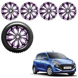 Auto Pearl 4 Pcs 14 inch Black Voilet ABS Press Type Hubcap Wheel Cover Set with Retention Ring for Hyundai Santro2018SportsA-picture-10
