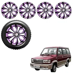 Auto Pearl 4 Pcs 14 inch Black Voilet ABS Press Type Hubcap Wheel Cover Set with Retention Ring for Toyta Qualis-picture-18