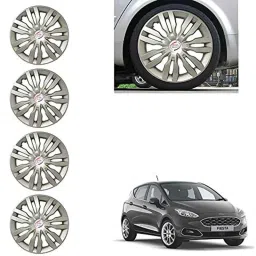 Auto Pearl 4 Pcs 14 inch Silver ABS Press Type Hubcap Wheel Cover Set with Retention Ring for Ford FiestaNew-picture-37