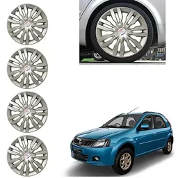 Auto Pearl 4 Pcs 14 inch Silver ABS Press Type Hubcap Wheel Cover Set with Retention Ring for Mahindra VeritoVibe-picture-18