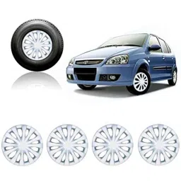 Auto Pearl 4 Pcs 14 inch Silver Car Wheel Cover Set for TATA Indica Turbo-picture-33
