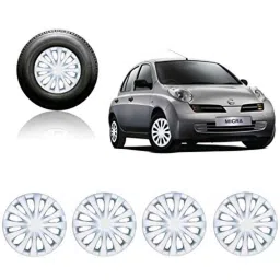 Auto Pearl 4 Pcs 14 inch Silver Car Wheel Cover Set Nissan Micra-picture-32