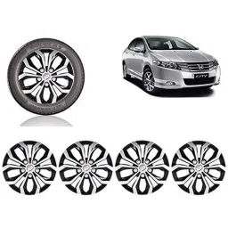 Auto Pearl 4 Pcs 15 inch Black ABS Press Type Hubcap Wheel Cover Set with Retention Ring for Honda City-picture-13
