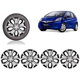 Auto Pearl 4 Pcs 15 inch Black ABS Press Type Hubcap Wheel Cover Set with Retention Ring for Honda Jazz2015SandVModelOn-picture-30
