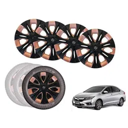 Auto Pearl 4 Pcs 15 inch Black &a; Copper ABS Press Type Hubcap Wheel Cover Set with Retention Ring for Honda City2020-picture-27