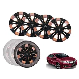 Auto Pearl 4 Pcs 15 inch Black &a; Copper ABS Press Type Hubcap Wheel Cover Set with Retention Ring for Honda CityIvtec2016-picture-42