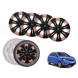 Auto Pearl 4 Pcs 15 inch Black &a; Copper ABS Press Type Hubcap Wheel Cover Set with Retention Ring for Tata Zest-picture-11