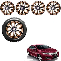 Auto Pearl 4 Pcs 15 inch Black &a; Golden ABS Press Type Hubcap Wheel Cover Set with Retention Ring for Honda CityIvtec2016-picture-25