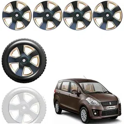 Auto Pearl 4 Pcs 15 inch Black &a; Golden ABS Press Type Hubcap Wheel Cover Set with Retention Ring for Maruti Suzuki ErtigaType1-picture-36