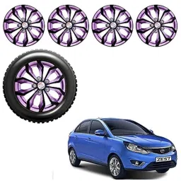Auto Pearl 4 Pcs 15 inch Black Voilet ABS Press Type Hubcap Wheel Cover Set with Retention Ring for Tata Zest-picture-17