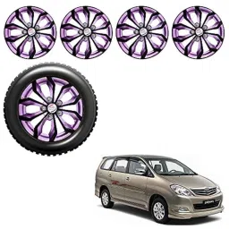 Auto Pearl 4 Pcs 15 inch Black Voilet ABS Press Type Hubcap Wheel Cover Set with Retention Ring for Toyota Innova20052012-picture-45