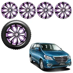 Auto Pearl 4 Pcs 15 inch Black Voilet ABS Press Type Hubcap Wheel Cover Set with Retention Ring for Toyota Innova20132015-picture-20