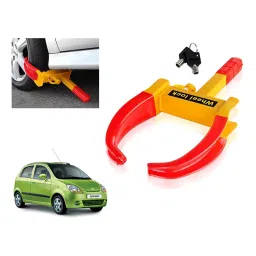 Auto Pearl Adjustable Anti Theft Yellow, Red Wheel Clamp Lock Compatible with Chevrolet Spark-image-36