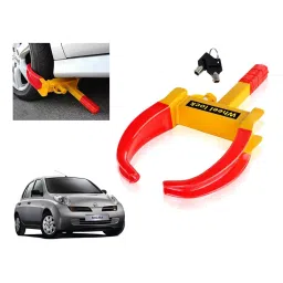 Auto Pearl Adjustable Anti Theft Yellow, Red Wheel Clamp Lock Compatible with Nissan Micra XE-image-35