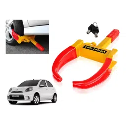 Auto Pearl Adjustable Anti Theft Yellow, Red Wheel Clamp Lock Compatible with Nissan Micra XL-image-38