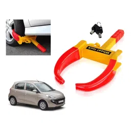 Auto Pearl Adjustable Anti Theft Yellow, Red Wheel Clamp Lock Compatible with Santro Asta-image-45