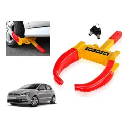 Auto Pearl Adjustable Anti Theft Yellow, Red Wheel Clamp Lock for Volkswagen Polo 1.2MPI Comfortline-image-42