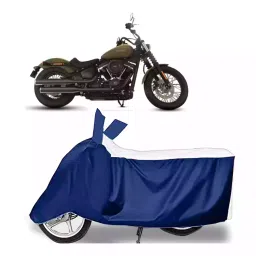 Auto Pearl Bike Cover for Harley Davidson Fat Boy (White & Blue)-picture-45