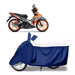 Auto Pearl Bike Cover for Honda Blade 125 (White & Blue)-picture-42
