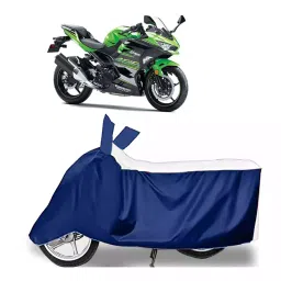 Auto Pearl Bike Cover for Kawasaki Ninja 400 (White & Blue)-picture-43