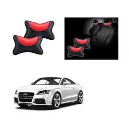 Auto Pearl Black and Red Designer Car Neck Rest Pillow Compatible for Audi TT-picture-34