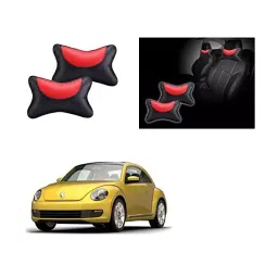 Auto Pearl Black and Red Designer Car Neck Rest Pillow Compatible for Volkswagen Beetle-picture-31