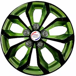 Auto Pearl BlkGn10 R15 381 mm(15 Inch) PPress Type Wheel Hubcap with Retention Ring Glossy Black Green Wheel Cover for Honda City i DTec S (Set of 4)-picture-12
