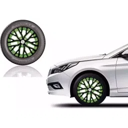 Auto Pearl BlkGn40 R14 35.56 cm (14 Inch) PPress Type Wheel Hubcap with Retention Ring Glossy Black Green Wheel Cover for Maruti S-PPresso LXI Petrol (Set of 4) image 2