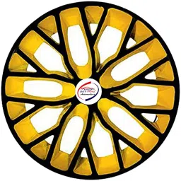 Auto Pearl BY32 R14 r 35.56 cm (14 Inch) ess Type Wheel Hubcap with Retention Ring Glossy Black Yellow Wheel Cover for MAHINDRA KUV100 NXT D75 K2 Diesel (Set of 4)-picture-13