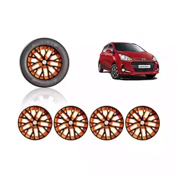 Auto Pearl Car Black Orange Wheel Cover Hub Caps 35.56 cm (14 Inch) Press Type Fitting forI10 Grand 2017-picture-35