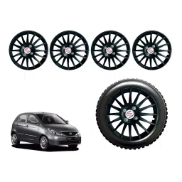 Auto Pearl CBK25_R Press Type Car Wheel Cover with Retention Ring 35.56 cm (14 Inch) Glossy Black for Tata Indica DLX (Set of 4)-picture-26