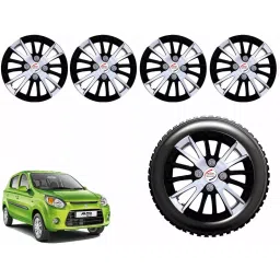 Auto Pearl CSDC04 R12 304.8 mm (12 Inch) PPress Type Wheel Hubcap with Retention Ring Glossy White Black Wheel Cover for Maruti Alto 800 VXI (Set of 4)-picture-14