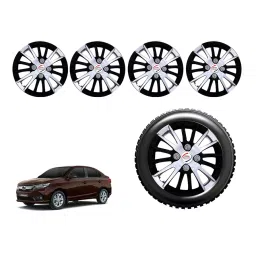 Auto Pearl CSDC05_R Press Type Car Wheel Cover with Retention Ring 35.56 cm (14 Inch) Glossy White, Black for Honda Amaze V CVT Petrol (Set of 4)-picture-24
