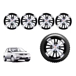 Auto Pearl CSDC33_R Press Type Car Wheel Cover with Retention Ring 35.56 cm (14 Inch) Glossy White, Black for Mahindra Logan (Set of 4)-picture-21