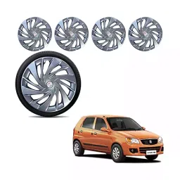 Auto Pearl Ertiga Silver 33.02 cm (13 Inch) 4 Pcs Press Type Hubcap Wheel Cover Replacements for Alto K10 Old-picture-11