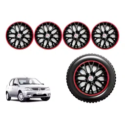 Auto Pearl gBR33_R Press Type Car Wheel Cover with Retention Ring 35.56 cm (14 Inch) Glossy Black, Red for Mahindra Logan (Set of 4)-picture-20
