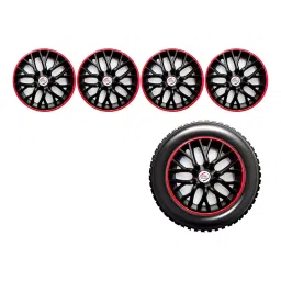 Auto Pearl gBR57_R Press Type Car Wheel Cover with Retention Ring 35.56 cm (14 Inch) Glossy Black, Red for Universal Car (Set of 4)-picture-23