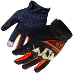 Auto Pearl Polyester Black &a; Orange Bike Full Finger Riding Gloves, Size: XL-picture-10