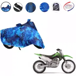 Auto Pearl Polyester Waterproof Two Wheeler Cover for Kawasaki KLX 140,(Ocean Blue)-image-6